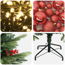 Kunstigt juletræ med julekugle 120 cm 150 LED'er Varm hvid