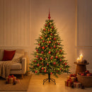 Kunstigt juletræ med julekugle 150 cm 150 LED'er Varm hvid
