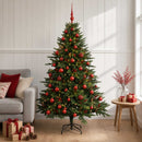 Kunstigt juletræ med julekugle 150 cm 150 LED'er Varm hvid