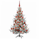 Kunstigt juletræ med julekugle 120 cm 150 LED'er Varm hvid