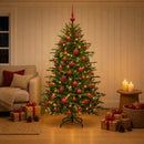 Kunstigt juletræ med julekugle 150 cm 150 LED'er Varm hvid