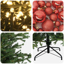 Kunstigt juletræ med julekugle 150 cm 150 LED'er Varm hvid
