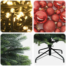 Kunstig juletræ med kugler 120 cm 150 LED'er Varm hvid