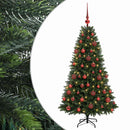 Kunstig juletræ med kugler 120 cm 150 LED'er Varm hvid