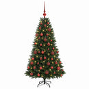Kunstig juletræ med kugler 120 cm 150 LED'er Varm hvid