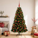 Kunstig juletræ med kugler 120 cm 150 LED'er Varm hvid