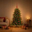 Kunstigt juletræ med julekugle 120 cm 150 LED'er Varm hvid