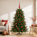 Kunstigt juletræ med julekugle 120 cm 150 LED'er Varm hvid
