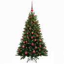Kunstig juletræ med kugler 150 cm 150 LED'er Varm hvid