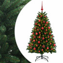 Kunstigt juletræ mellemgrønt med julekugle 120 cm 150 LED'er