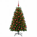 Kunstigt juletræ mellemgrønt med julekugle 120 cm 150 LED'er