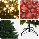 Kunstigt juletræ mellemgrønt med julekugle 150 cm 150 LED'er