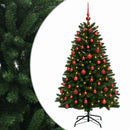 Kunstigt juletræ mellemgrønt med julekugle 150 cm 150 LED'er
