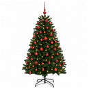 Kunstigt juletræ mellemgrønt med julekugle 150 cm 150 LED'er