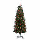 Kunstig juletræ med kugler 150 cm 150 LED'er Varm hvid