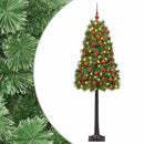 Kunstigt hængslet juletræ med julekugler 150 cm 150 LED'er