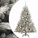 Kunstigt juletræ med julekugle 120 cm 150 LED'er Varm hvid