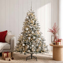 Kunstigt juletræ med julekugle 120 cm 150 LED'er Varm hvid