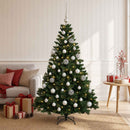Kunstig juletræ med kugler 120 cm 150 LED'er Varm hvid