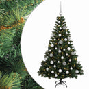 Kunstig juletræ med kugler 150 cm 150 LED'er Varm hvid