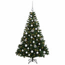 Kunstig juletræ med kugler 150 cm 150 LED'er Varm hvid