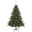 Kunstigt juletræ med julekugle 150 cm 150 LED'er Varm hvid