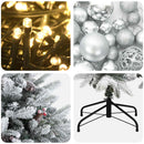Kunstigt juletræ med julekugle 120 cm 150 LED'er Varm hvid