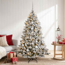 Kunstig juletræ med kugler 150 cm 150 LED'er Varm hvid