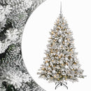 Kunstig juletræ med kugler 150 cm 150 LED'er Varm hvid