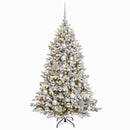 Kunstig juletræ med kugler 150 cm 150 LED'er Varm hvid