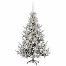 Kunstigt juletræ med julekugle 120 cm 150 LED'er Varm hvid