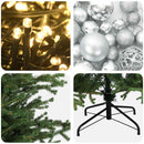 Kunstigt juletræ med julekugle 120 cm 150 LED'er Varm hvid