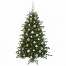 Kunstigt juletræ med julekugle 120 cm 150 LED'er Varm hvid