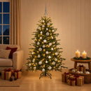 Kunstigt juletræ med julekugle 120 cm 150 LED'er Varm hvid