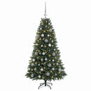 Kunstig juletræ med kugler 120 cm 150 LED'er Varm hvid