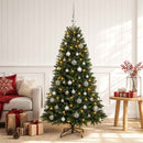 Kunstig juletræ med kugler 120 cm 150 LED'er Varm hvid