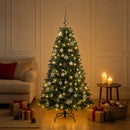 Kunstig juletræ med kugler 150 cm 150 LED'er Varm hvid