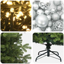 Kunstigt juletræ med julekugle 120 cm 150 LED'er Varm hvid