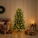 Kunstigt juletræ med julekugle 150 cm 150 LED'er Varm hvid