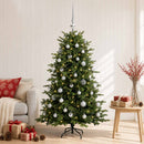 Kunstigt juletræ med julekugle 120 cm 150 LED'er Varm hvid