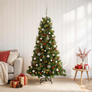 Kunstigt juletræ med julekugle 150 cm 150 LED'er Varm hvid