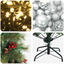 Kunstigt juletræ med julekugle 150 cm 150 LED'er Varm hvid