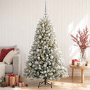 Kunstig juletræ med kugler 150 cm 150 LED'er Varm hvid