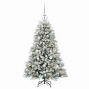 Kunstig juletræ med kugler 150 cm 150 LED'er Varm hvid