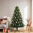 Kunstig juletræ med kugler 150 cm 150 LED'er Varm hvid