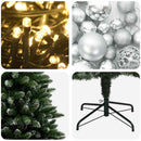 Kunstig juletræ med kugler 150 cm 150 LED'er Varm hvid