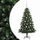 Kunstig juletræ med kugler 150 cm 150 LED'er Varm hvid