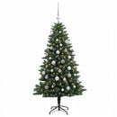 Kunstig juletræ med kugler 150 cm 150 LED'er Varm hvid