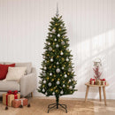 Kunstig juletræ med kugler 150 cm 150 LED'er Varm hvid