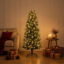 Kunstig juletræ med kugler 150 cm 150 LED'er Varm hvid